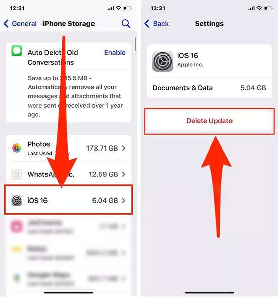 remove the software update