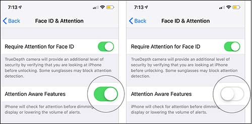 switch off attention aware features