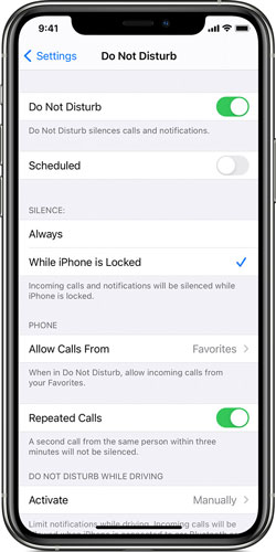 turn off Do Not Disturb in Settings