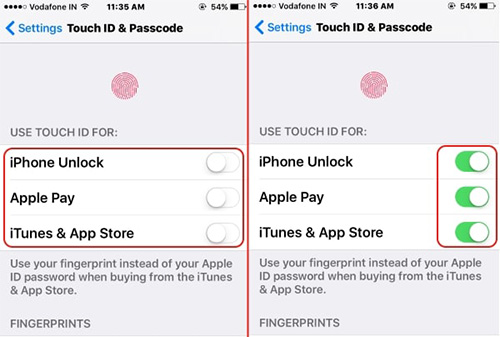 disable touch id and re-enable
