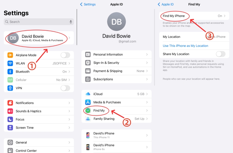 disable find my iphone