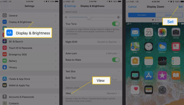 check iphone display zoom