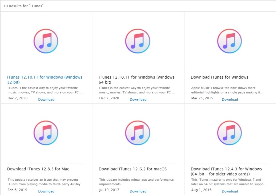 install older itunes
