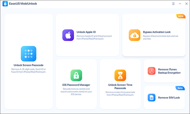easeus mobiunlock main interface