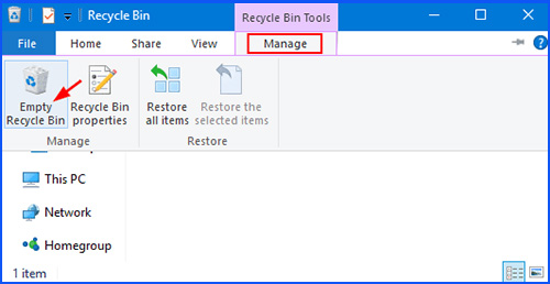 empty recycle bin win