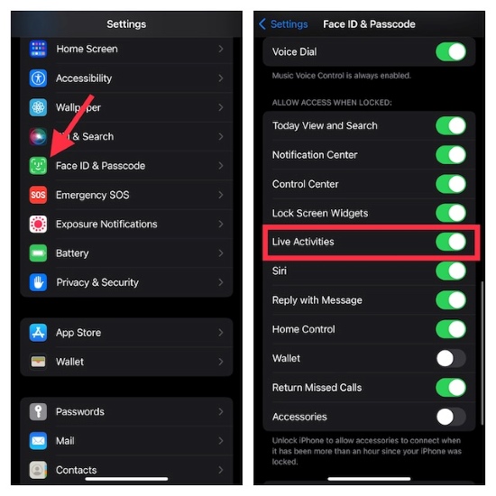 enable disable live activities