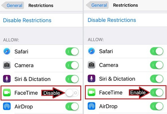 enable facetime on iphone