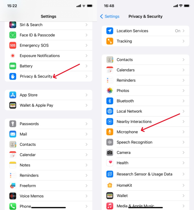 enable microphone for specific apps