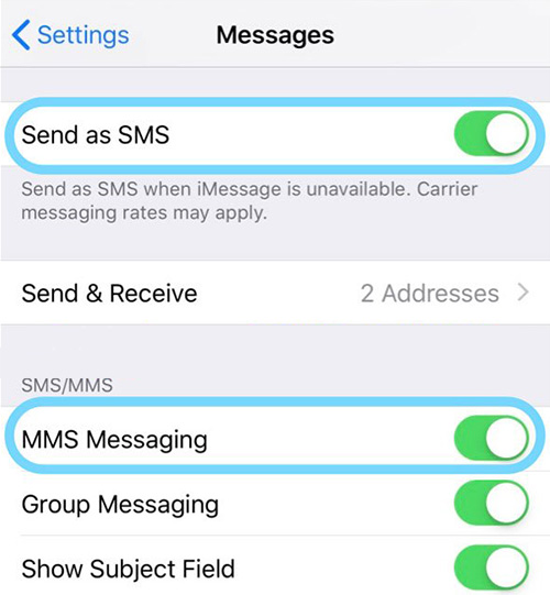 enable mms iphone