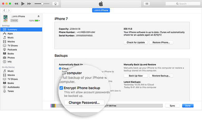 encrypt iphone backup
