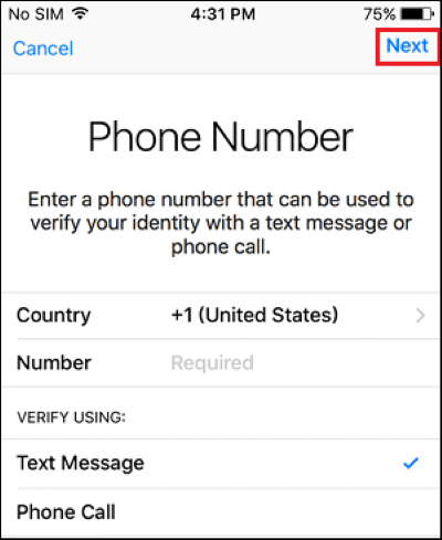 enter phone number to turn on two factor authentication