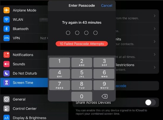 enter screen time passcode
