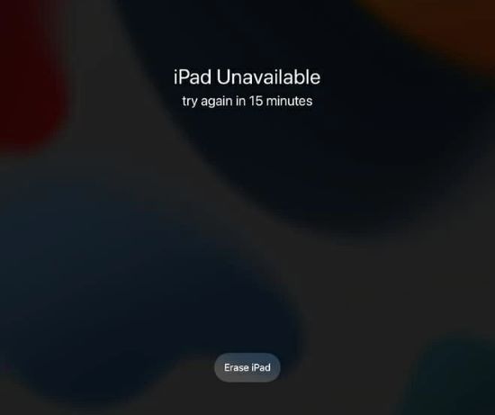 erase ipad on lock screen