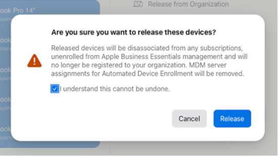 unsupervise iphone/ipad via apple school/business manager