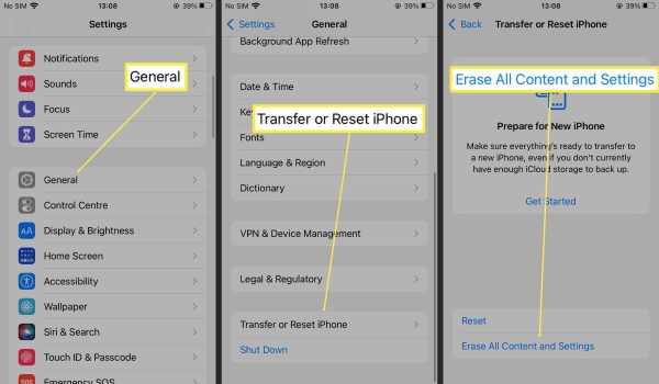erase your iphone content and setting