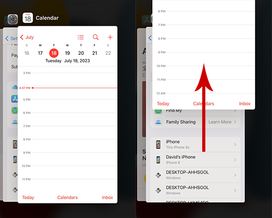 restart calendar app