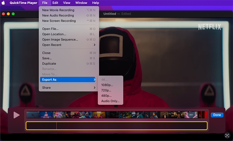 export edited quicktime video