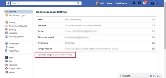 facebook archive settings