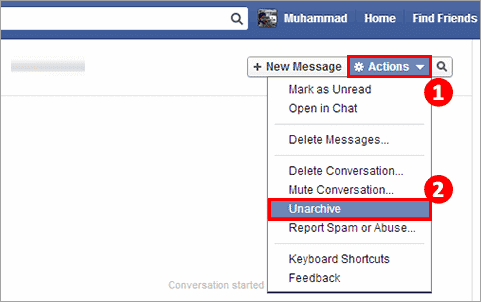 facebook messenger unarchive