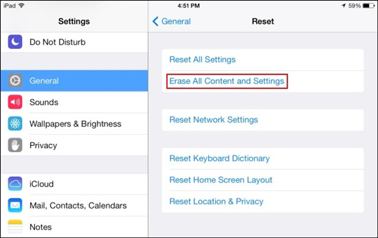 factory reset ipad
