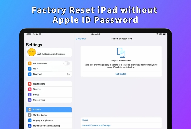 how to factory reset ipad without apple id password