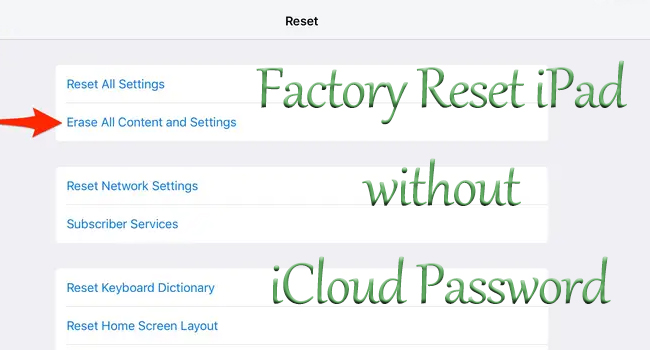 factory reset ipad without icloud password
