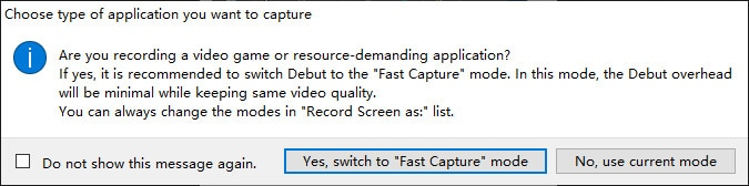 Fast capture mode