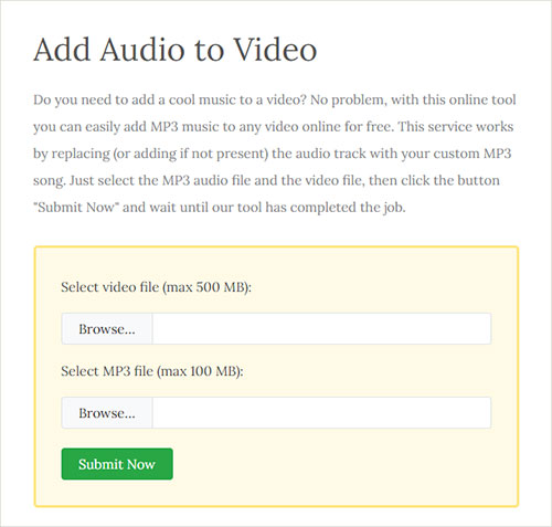 add audio to video online fileconverto