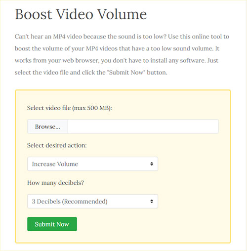 increase youtube video volume with fileconverto