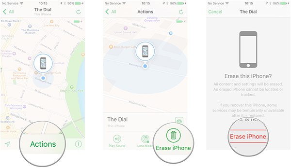 erase iphone via find my