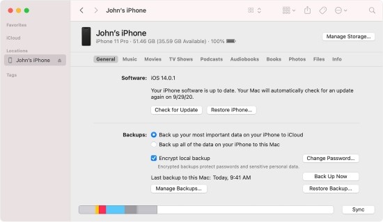 back up iphone to mac