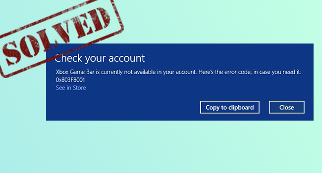 fix xbox error 0x803f8001