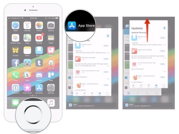 force quit an app on iphone with home button