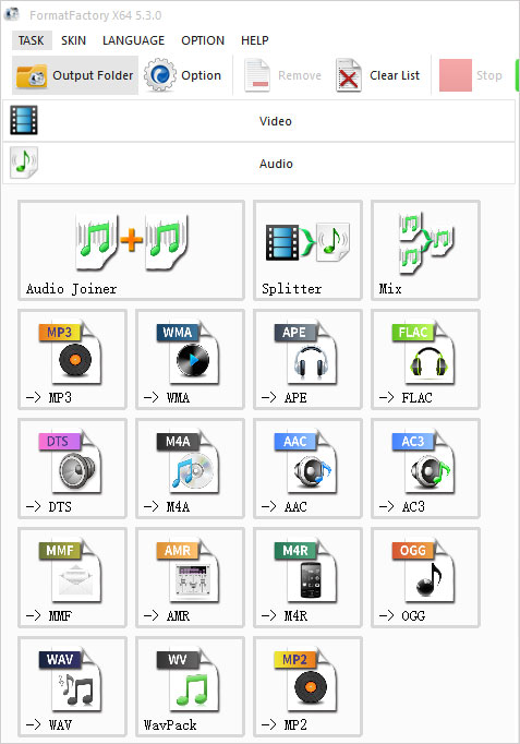 drag video file to format factory