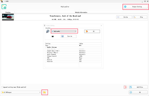 format factory output setting