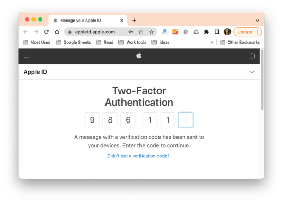 get verification code on web