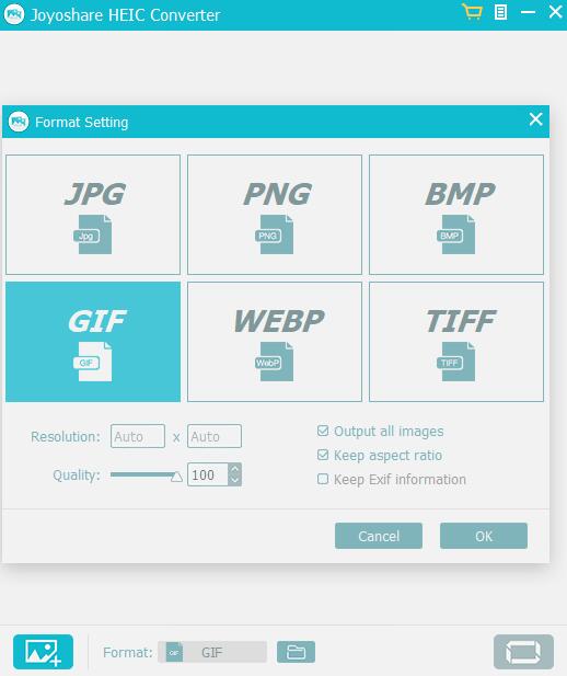 heic to gif setting