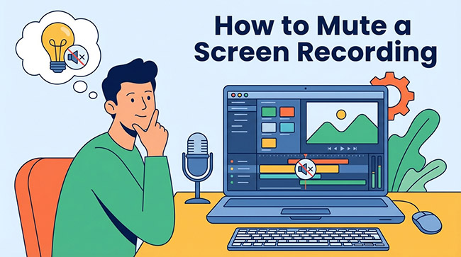 how to mute a screen recording