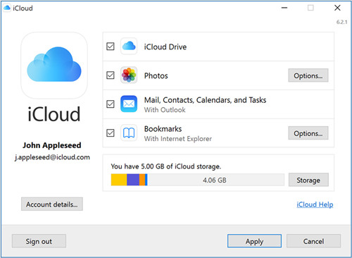 find icloud email address on the icloud software