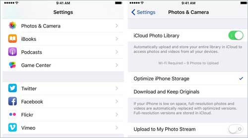 turn off/on icloud photo library