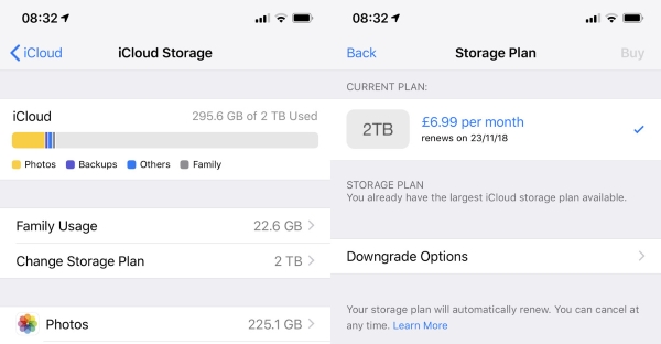 make sure enough icloud storage