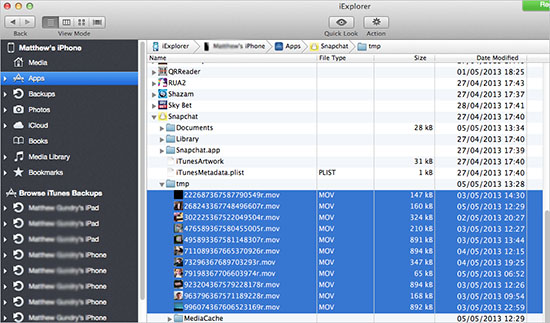 recover deleted snapchat photos via temp folder