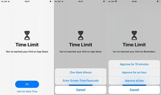 ignore time limit with passcode if set as child iphone