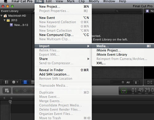 input clips to final cut pro