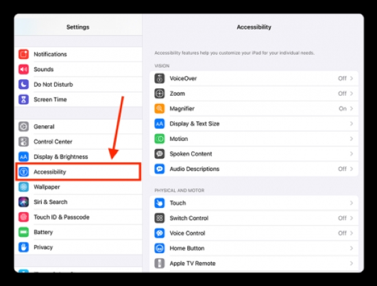 ipad accessibility settings