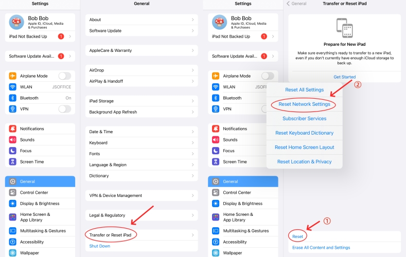 ipad reset network settings