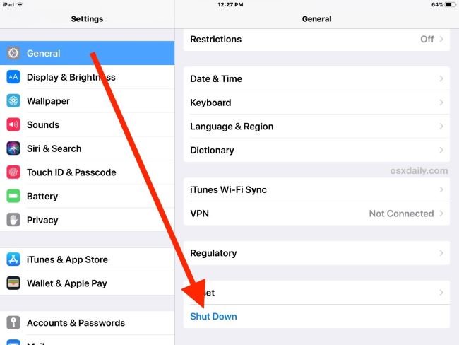 turn off iphone and ipad