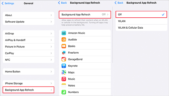 turn off background app refresh
