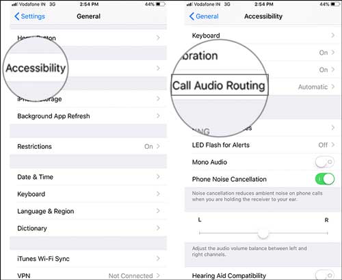 call audio routing setting