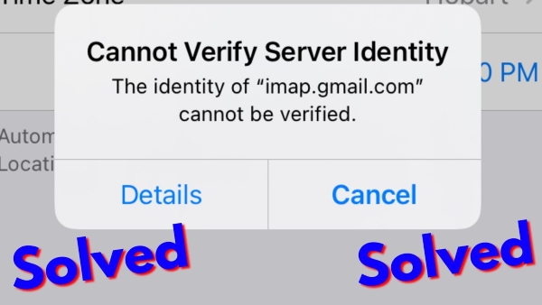 mail cannot verify the identity of the server mac